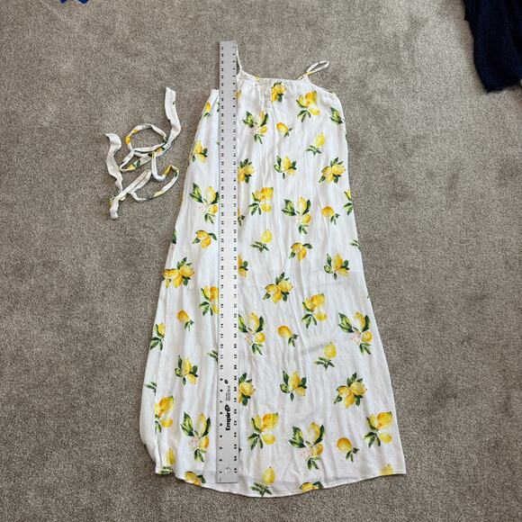 Skies are Blue XS lemon print lace crochet trim maxi belted dress D4 2419 - Picture 4 of 12